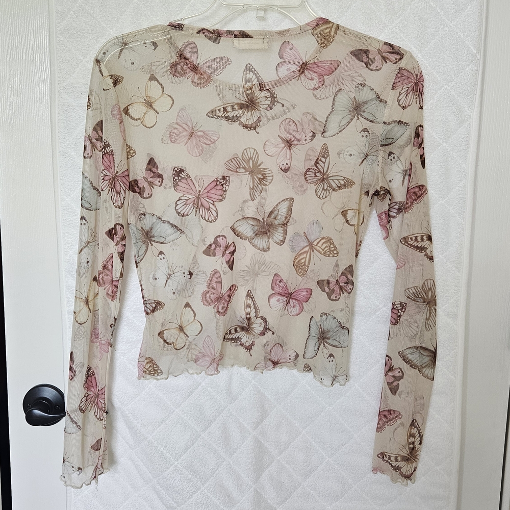 Altar'd State Cream Tan Fitted Ribbed Long Sleeve Blouse